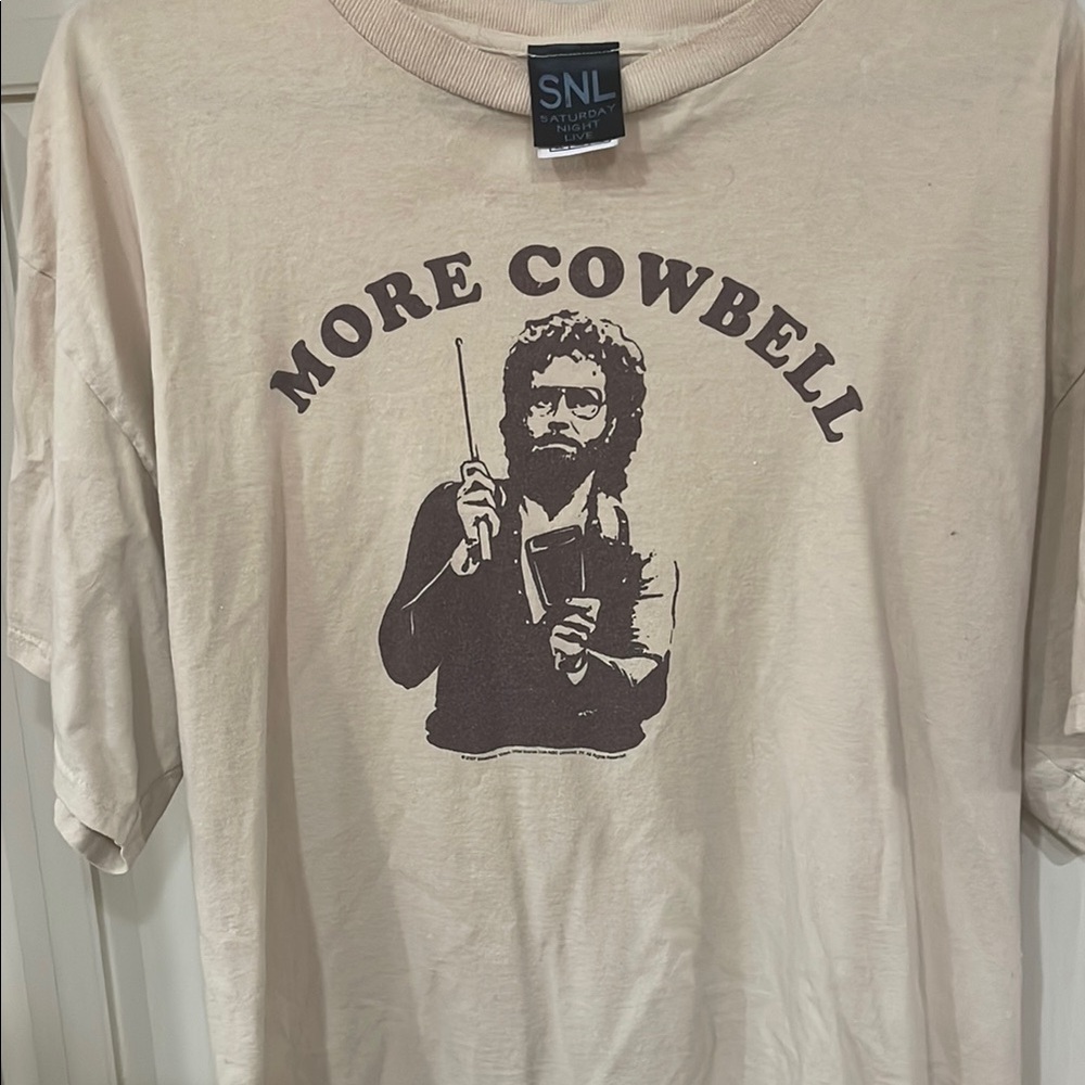 Cream and Brown Short Sleeve Tee with Vintage Graphic